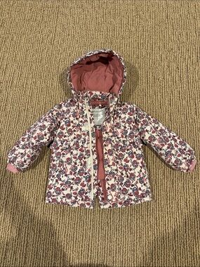 Minymo Toddler Floral Hooded Jacket - Pink